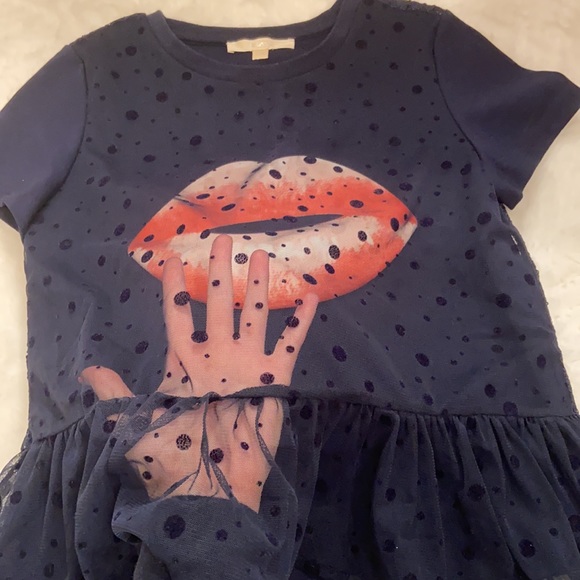 Oasis Lace Polka Dot Mesh and Lip Embellished Top - Picture 3 of 8